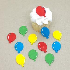 Balloons Fondant Cupcake Toppers 12 Cake Decorations Edible Birthday Party Kids Celebration Congratulations