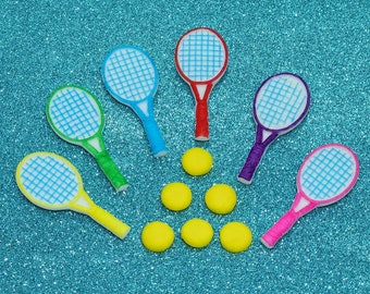 Tennisschläger & Ball Fondant Cupcake Toppers, Sport Thema, 12 Stück