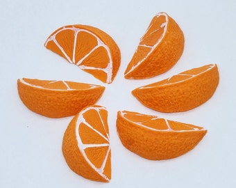Orange Wedges Fondant Cupcake Toppers 6 Cake Decorations Edible Fruits Citrus