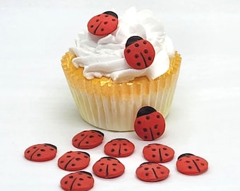 Ladybugs Fondant Cupcake Toppers 12 Cake Decorations Edible Summer Birthday