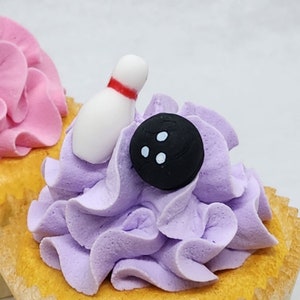 Bowling Pins Balls Fondant Cupcake Toppers 12 Cake Decorations Edible ...
