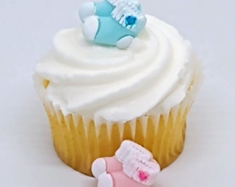 Baby Booties Bootys Fondant Cupcake Toppers 12 Pink Blue Cake Decorations Edible Shower Party