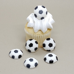 Soccer Balls Edible Fondant Cupcake Toppers 6 Cake Decorations Sports Team Birthday Fun Ball Party