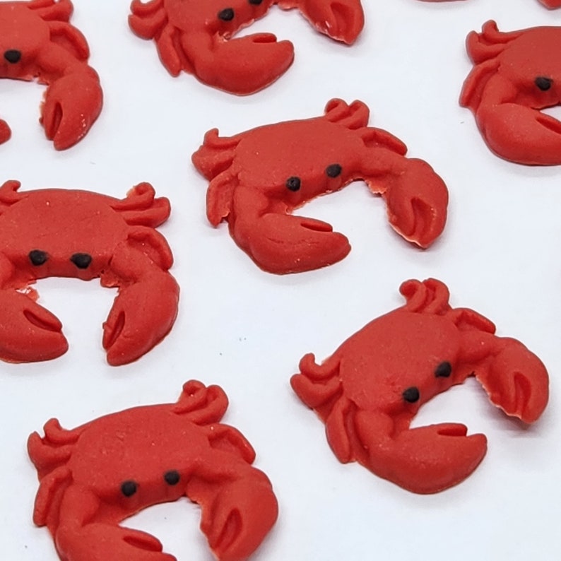 Crab Fondant Cupcake Toppers 12 Cake Decorations Edible Red Beach Crustacean Animals image 2