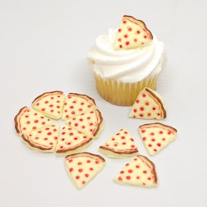 Pizza Fondant Cupcake Toppers 12 Cake Decorations Mini Food Snack Party Birthday Sleep Over Edible Super Bowl Fun Sleepover Movie Night