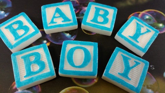 Edible Fondant Baby Boy Blocks-Baby 