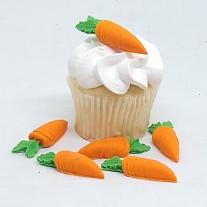 Carrots Fondant Cupcake Toppers 6 Cake Decorations Party Birthday Edible Vegetables Miniature Food