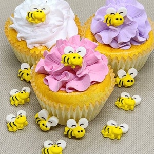 Fondant Bijen Cupcake Toppers 12 Taartversieringen Hommel Verjaardagsfeestje Eetbaar Geel Zomer Bruiloft Plezier Natuur Schattig