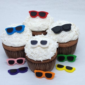 Sunglasses Fondant Cupcake Toppers 12 Cake Decorations Party Birthday Edible Beach Summer Vacation