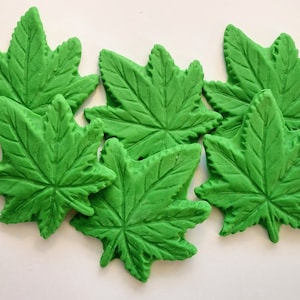 Pot Leaf Fondant Pot Leaves Cupcake Toppers Cake Decorations Set of 6 Edible