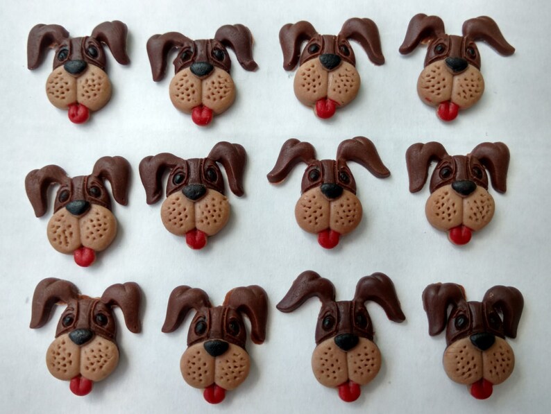 Fondant Dogs Edible Cupcake Toppers Cake Decorations Set of 12 Etsy