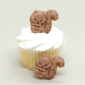 Fondant Cupcake Toppers 12 Brown Squirrels Edible Cake Decorations Woodland Animals