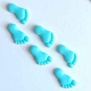 Babyvoetafdruk Fondant Cupcake Toppers 12 Blauwe Taartversieringen Eetbaar Feest Verjaardagsfeestje Gender Reveal Baby Boy