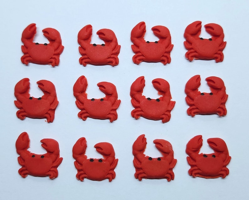 Crab Fondant Cupcake Toppers 12 Cake Decorations Edible Red Beach Crustacean Animals image 6