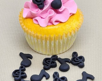 Music Notes G Clef Symbol Fondant Cupcake Toppers 12 Cake Decorations Edible