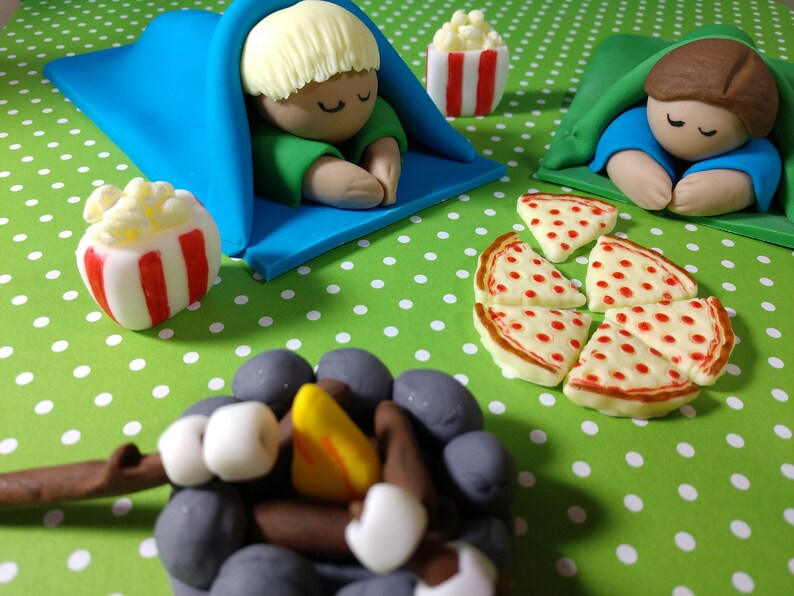 Fondant Boys Camping Cake Topper Fondant Birthday Cake Etsy