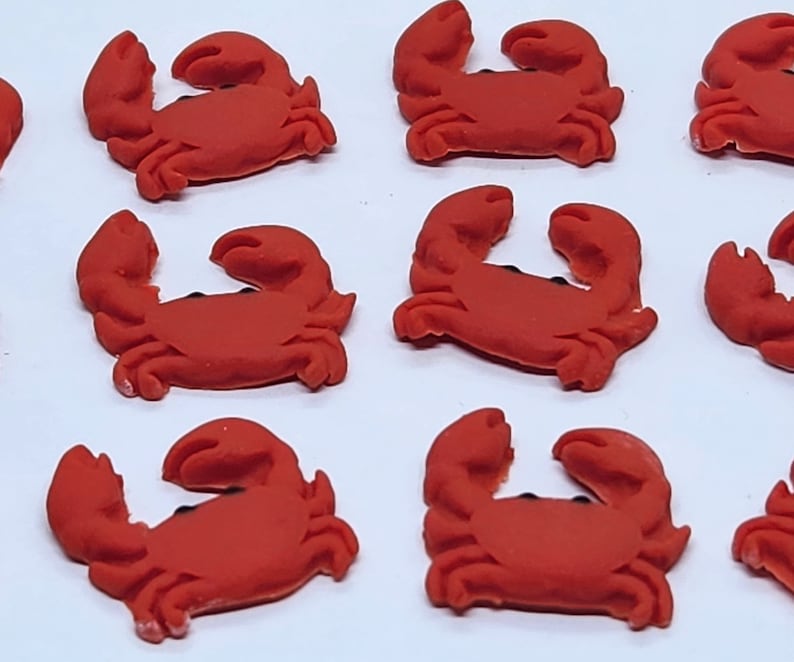 Crab Fondant Cupcake Toppers 12 Cake Decorations Edible Red Beach Crustacean Animals image 3