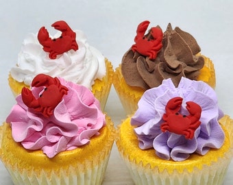 Crab Fondant Cupcake Toppers 12 Cake Decorations Edible Red Beach Crustacean Animals