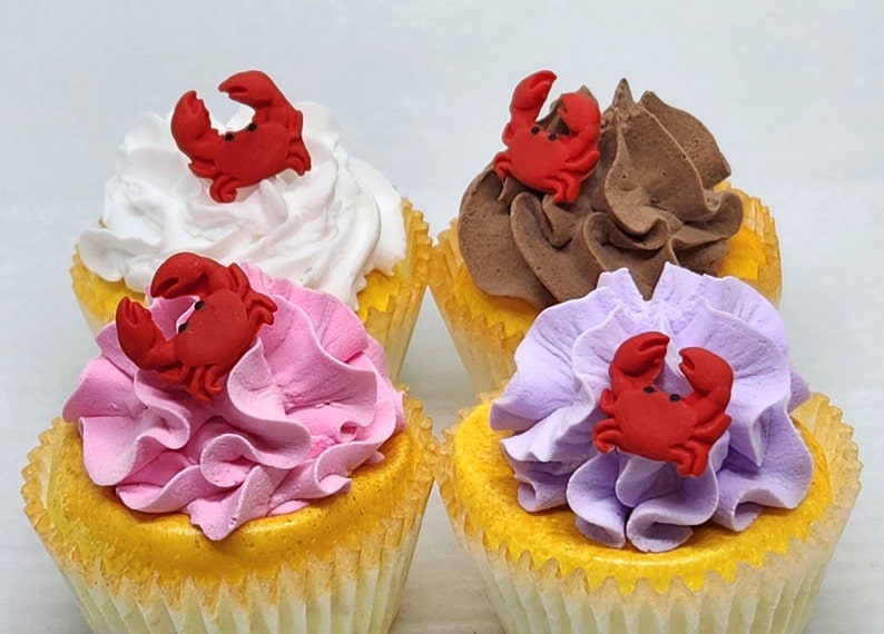 Crab Fondant Cupcake Toppers 12 Cake Decorations Edible Red Beach Crustacean Animals image 1