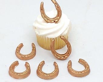 6 Hufeisen Fondant Cupcake Toppers, essbare Western Kuchen Dekoration Cowboy Baby Shower Rustikal