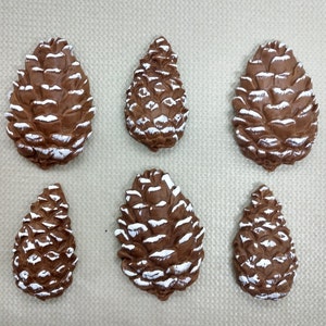Pinecone Fondant Cupcake Toppers 6 Cake Decorations Edible Brown Gold Silver Tips