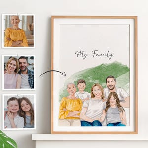 Ritratto ad acquerello personalizzato, aggiungi la persona cara alla foto, dipinto commemorativo personalizzato, perdita della nonna, unione di foto, regalo commemorativo per la famiglia