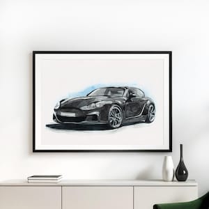 Custom Watercolor Car Portrait from Photo: Personalized Car Guy Gift