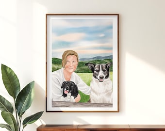 Hand Painted Watercolor Pet Portrait, Custom Pet Owner Gift