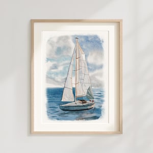 Custom Watercolor Boat Portrait from Photo: Personalized Sailor Gift