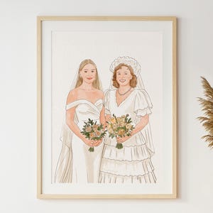 Custom Watercolor Wedding Portrait: Mother of the Bride Gift, Hand-Painted Painting from Photo