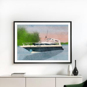 Portrait de bateau personnalisé : tableau de yacht personnalisé, cadeau pour marin, cadeau pour capitaine