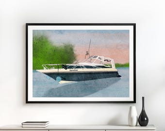 Custom Boat Portrait: Personalized Yacht Painting, Gift for Sailor, Captain Gift