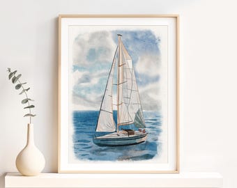 Custom Watercolor Boat Painting from Photo: Personalized Sailor Gift, Hand-Painted