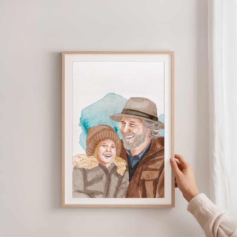 Portrait de famille personnalisé à l'aquarelle, cadeau personnalisé pour la fête des pères, tableau à partir d'une photo image 5