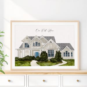 Custom Watercolor House Painting, Personalized Gift for Family, Hand-Painted House Portrait, Realtor Closing Gift, Housewarming Gift