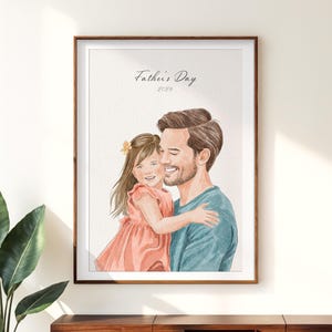 Personalized Watercolor Painting, Custom Family Portrait, Father&#39;s Day Gift, Portrait from Photo, Gift for Dad, Custom Grandpa Gift