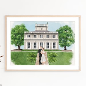 Custom Watercolor Venue Portrait: Personalized Church Portrait, Gift for Wedding