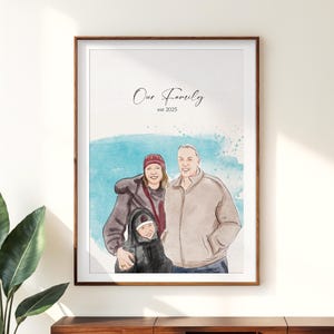 Personalized Family Painting, Custom Gift for Dad, Father&#39;s Day Gift, Custom Watercolor Portrait from Photo, Family Gift, Gift for Parents