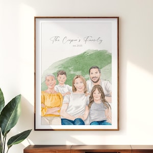 Custom Watercolor Family Portrait: Hand-Painted Memorial Gift, Painting from Photo