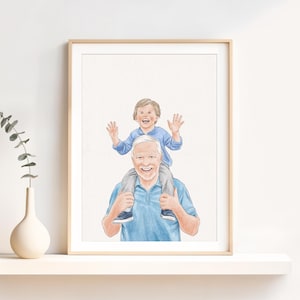 Portrait de famille personnalisé à l'aquarelle, cadeau personnalisé pour la fête des pères, tableau à partir d'une photo image 2