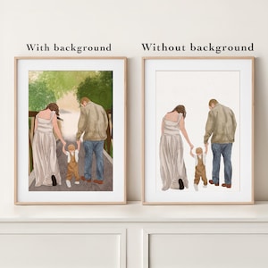Portrait de famille personnalisé à l'aquarelle, cadeau personnalisé pour la fête des pères, tableau à partir d'une photo image 9