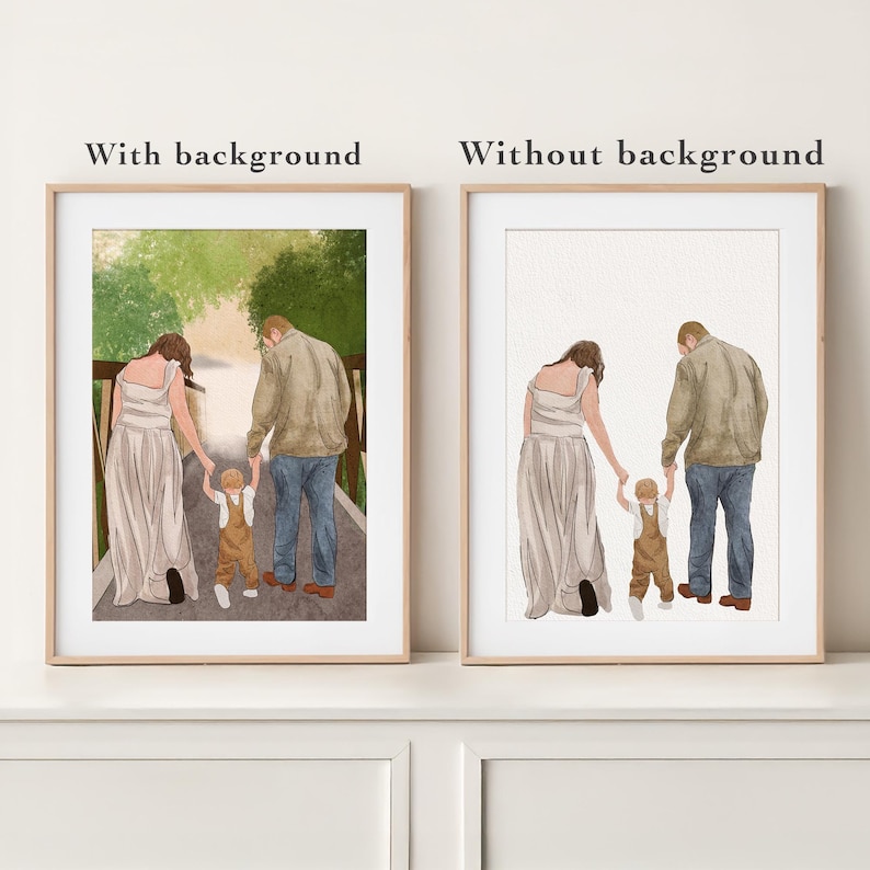 Portrait de famille personnalisé à l'aquarelle, cadeau personnalisé pour la fête des pères, tableau à partir d'une photo image 9