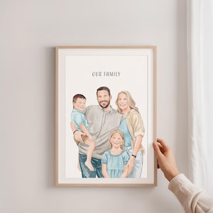 Portrait de famille personnalisé à l'aquarelle, cadeau personnalisé pour la fête des pères, tableau à partir d'une photo image 8