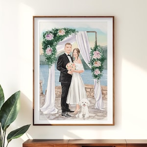 Hand Painted Watercolor Wedding Painting, Custom Wedding Portrait from Photo,  Personalized Anniversary Gift, Wedding Gift for Couples