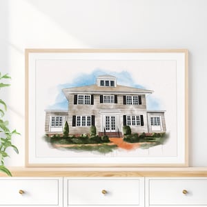 Custom Watercolor House Portrait: Hand-Painted Painting, New Home Gift, Realtor Closing Gift