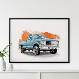 Custom Watercolor Car Portrait from Photo: Personalized First Car Gift, Automotive Wall Art