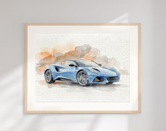 Aangepaste aquarel auto: cadeau automan, gepersonaliseerd autoportret, handgeschilderd
