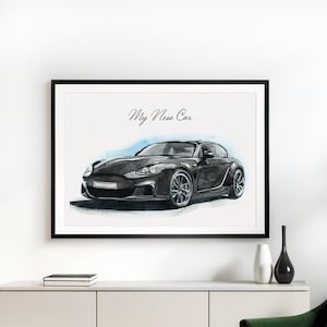 Custom Watercolor Car Painting, Personalized Gift for Dad, Portrait from Photo, New Car Gift, Car Guy Gift, Birthday Gift for Men
