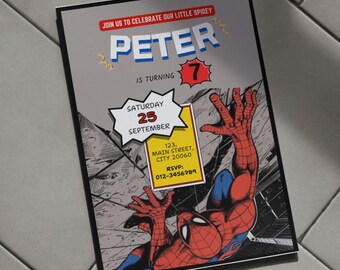 Spiderman Birthday Invitation, Spiderman Invitation Card, Spiderman Mobile Invitation, Spiderman Invitation Digital, Invitation Template