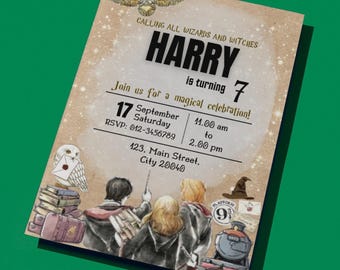 Harry Potter Birthday Invitation, Harry Potter Birthday Card, Harry Potter Birthday, Harry Potter Invitation, Harry Potter Birthday Invite
